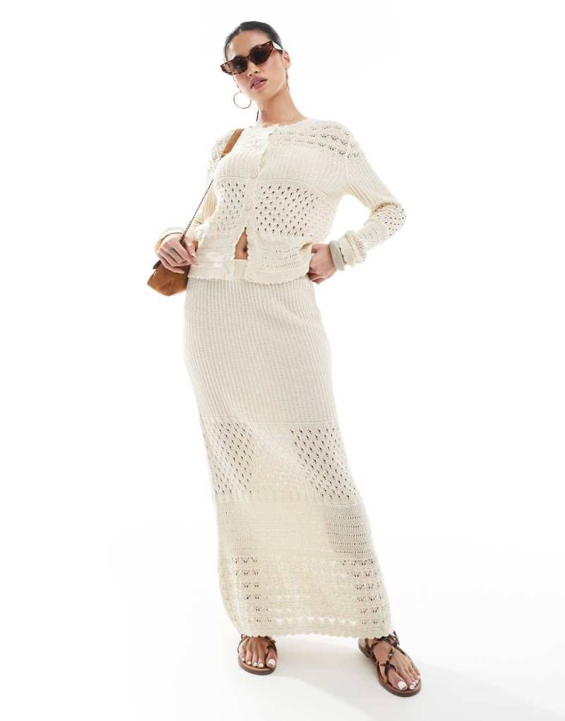 Vero Moda - Gehäkelter Maxirock in Cremeweiß, Kombiteil von Vero Moda