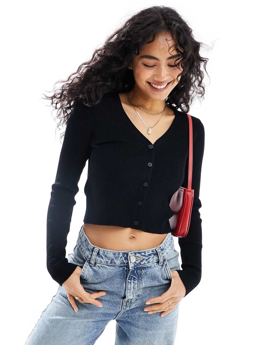Vero Moda - Gerippte Strickjacke in Schwarz von Vero Moda