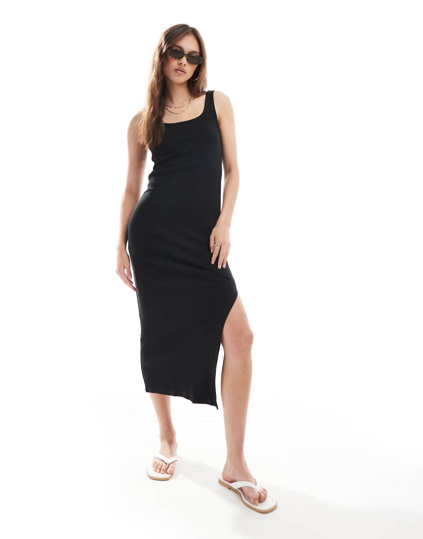 Vero Moda - Geripptes Tanktop-Midikleid in Schwarz von Vero Moda