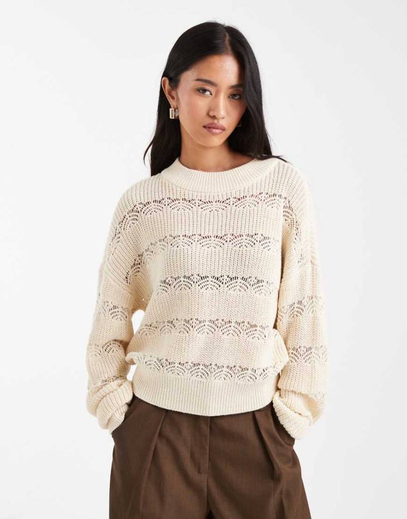 Vero Moda - Grobmaschiger Strickpullover in Cremeweiß von Vero Moda
