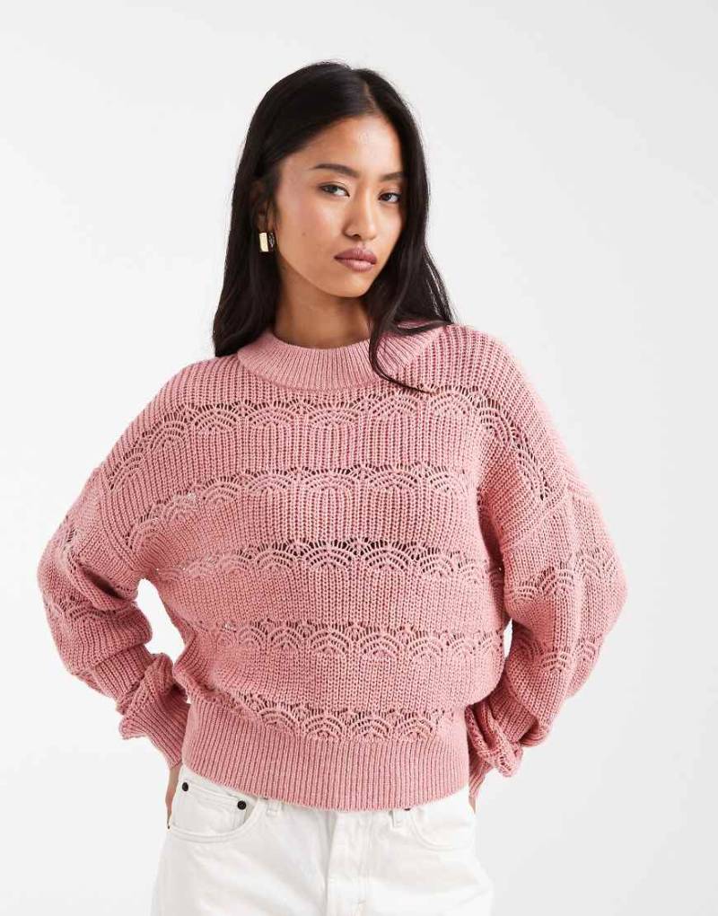 Vero Moda - Grobmaschiger Strickpullover in Rosa von Vero Moda