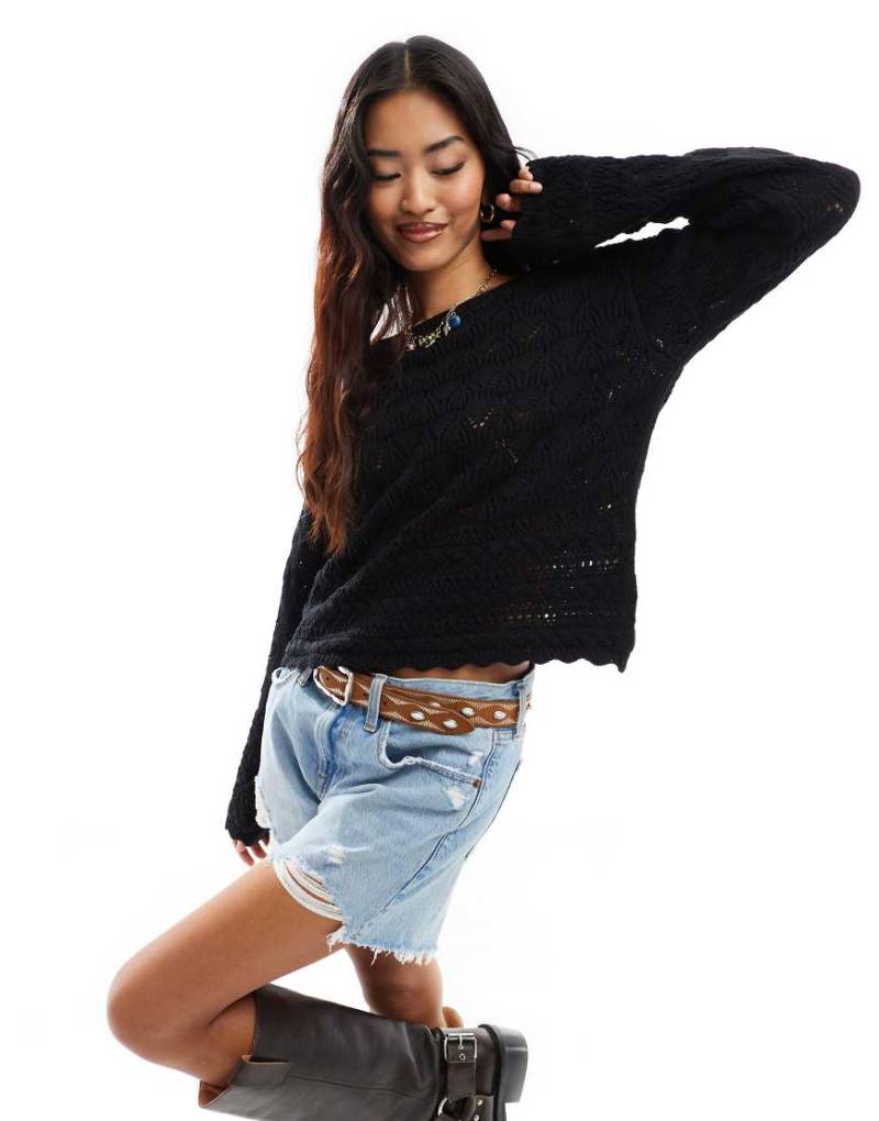 Vero Moda - Grobmaschiger Strickpullover in Schwarz von Vero Moda