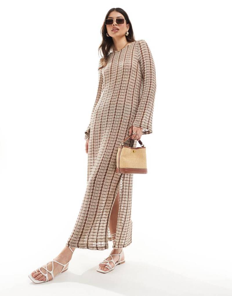 Vero Moda - Häkel-Strandkleid in Maxilänge in neutraler Farbe von Vero Moda