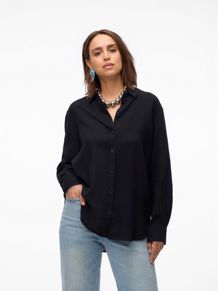Vero Moda Hemdbluse VMLINN LINEN LS SHIRT WVN NOOS hochwertige Qaulität mit Leinen von Vero Moda