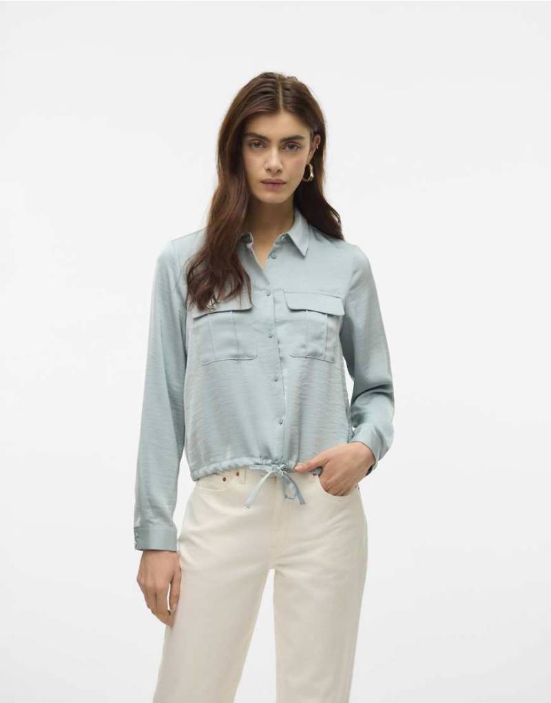 Vero Moda - Hemdbluse in Nebelgrau von Vero Moda