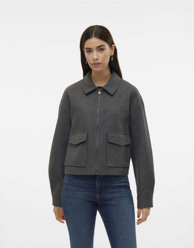 Vero Moda - Jacke in Dunkelgrau meliert von Vero Moda