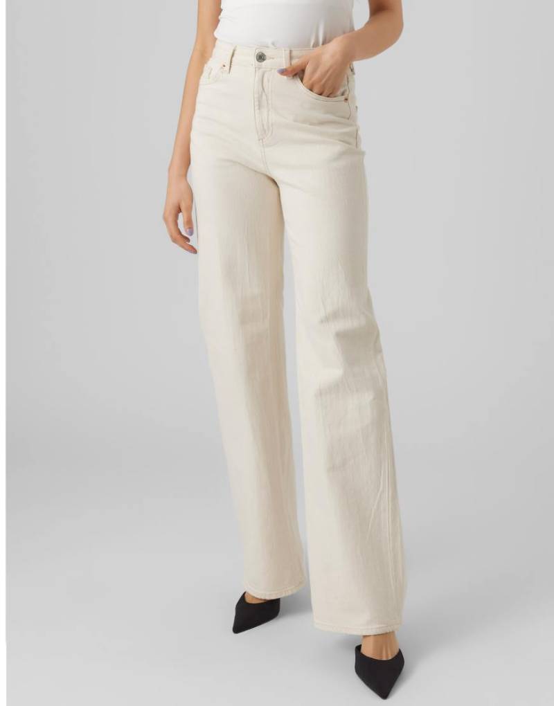 Vero Moda - Jeans in Ecru mit hohem Bund und weitem Bein-Weiß von Vero Moda