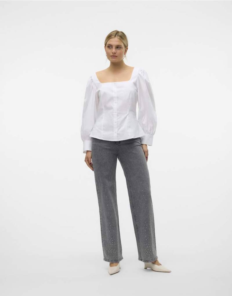 Vero Moda - Jeans in hellem Denimgrau mit weitem Schnitt von Vero Moda