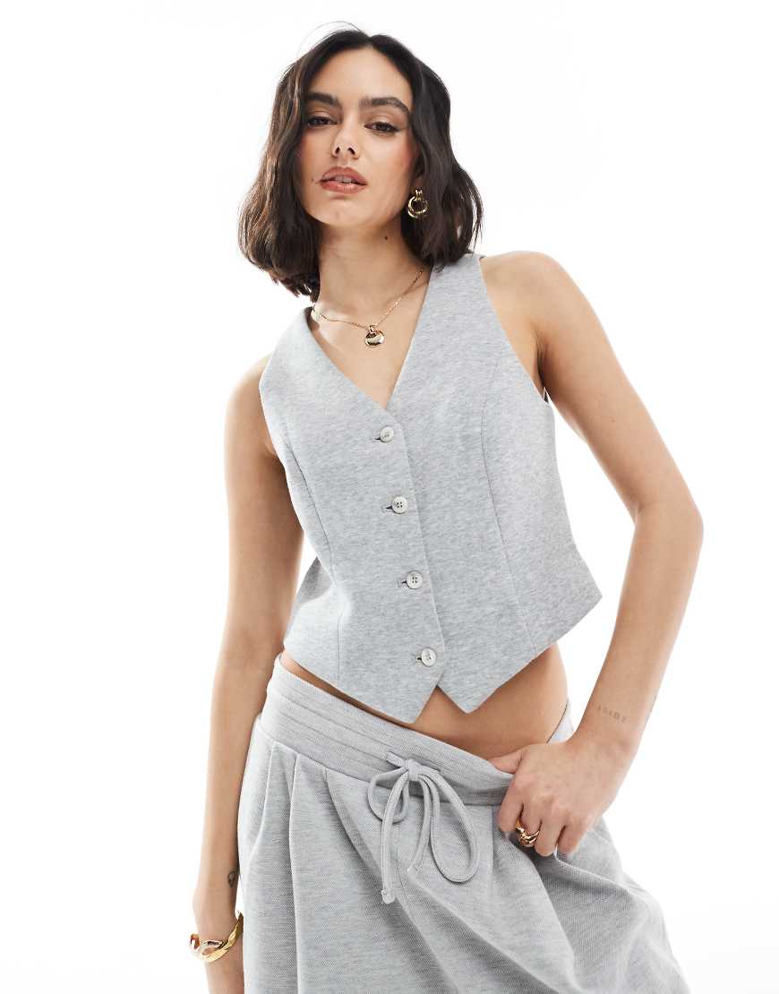 Vero Moda - Jersey-Weste in hellgrau meliert, Kombiteil von Vero Moda