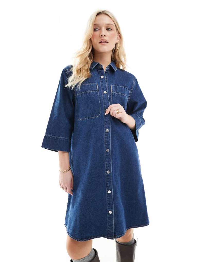 Vero Moda - Kastig geschnittenes Jeans-Minikleid in Mittelblau von Vero Moda