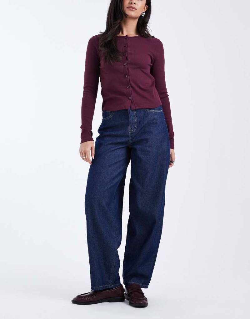 Vero Moda - Kirsa - Jeans mit hohem Bund und weitem Bein in dunkler Rinse-Waschung-Marineblau von Vero Moda