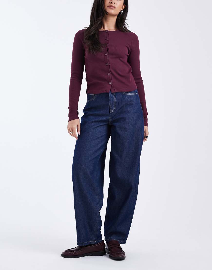 Vero Moda - Kirsa - Jeans mit hohem Bund und weitem Bein in dunkler Rinse-Waschung-Marineblau von Vero Moda