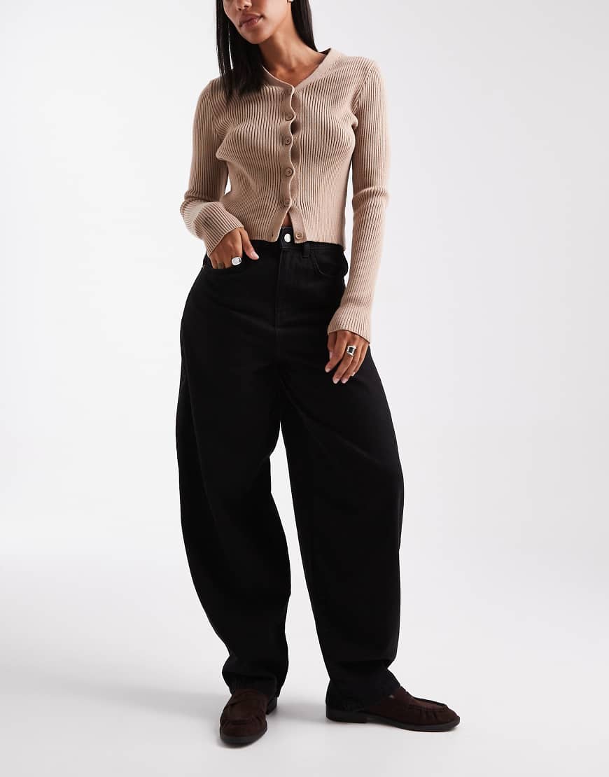 Vero Moda - Kirsa - Jeans mit hohem Bund und weitem Bein in schwarzer Waschung Vero Moda - Kirsa - Jeans mit hohem Bund und weitem Bein in schwarzer Waschung von Vero Moda