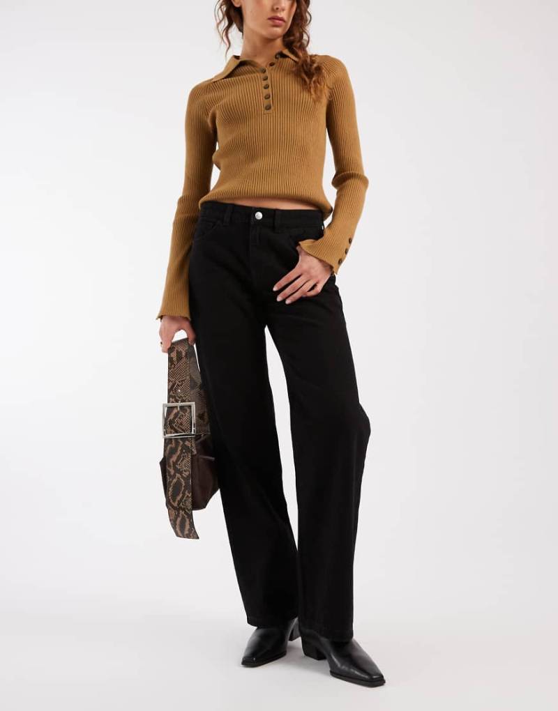 Vero Moda - Kirsa - Straight-Jeans in schwarzer Waschung mit mittelhohem Bund von Vero Moda