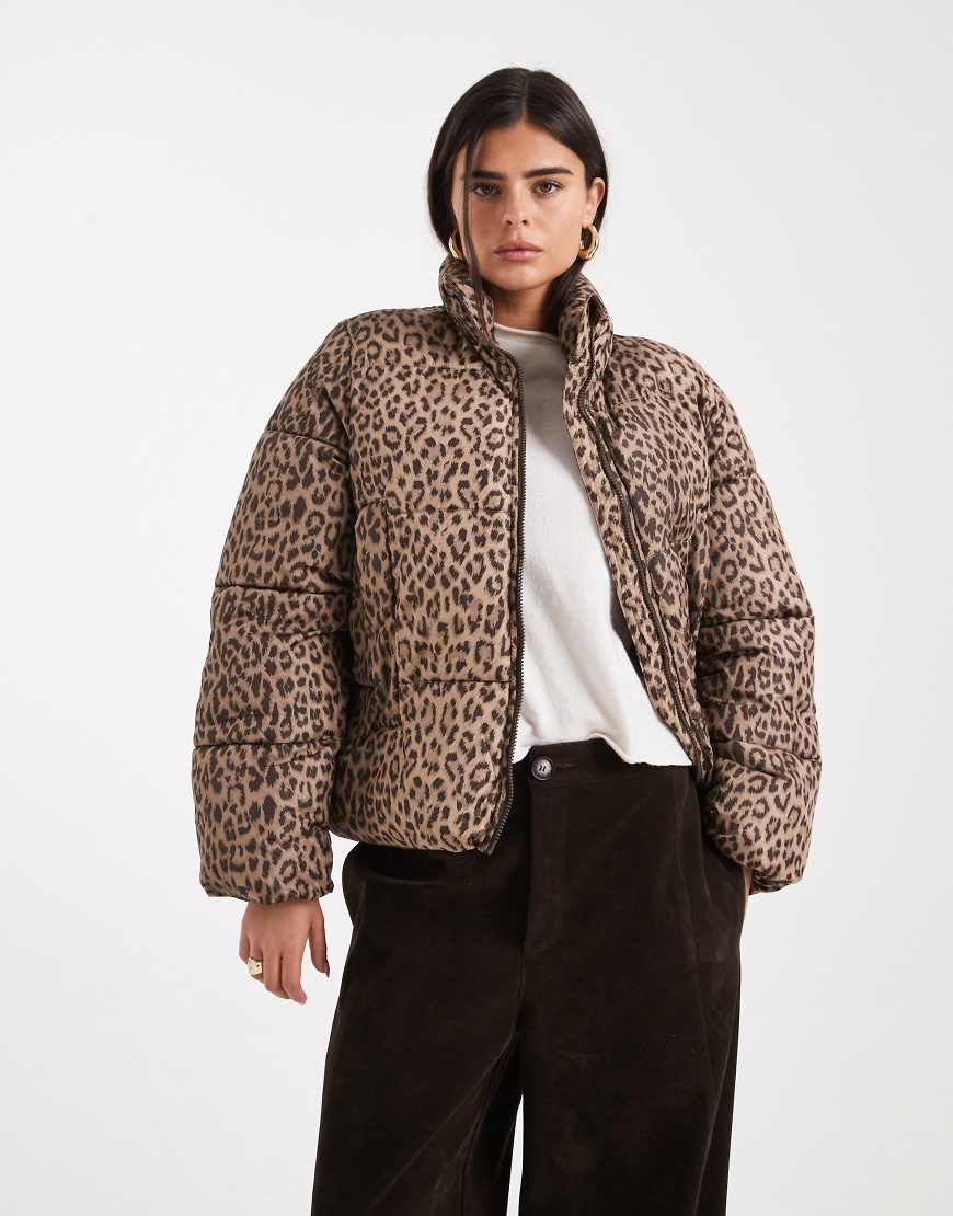 Vero Moda - Kurze Pufferjacke mit Leopardenmuster-Neutral von Vero Moda