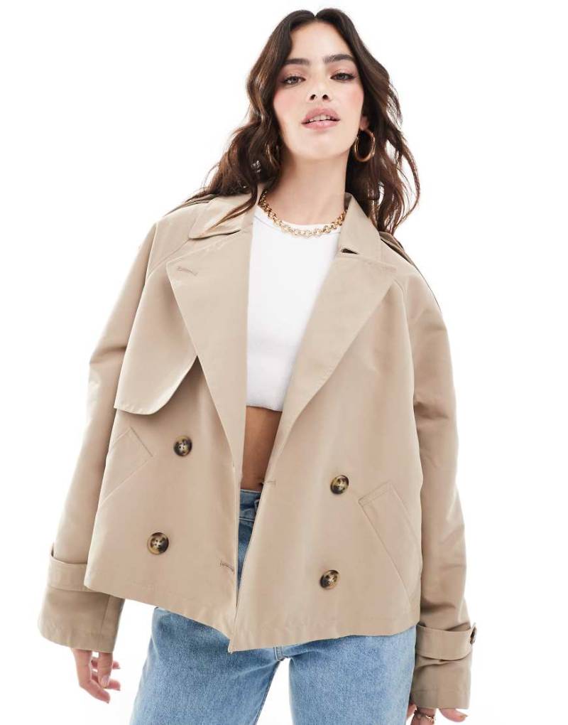 Vero Moda - Kurzer Trenchcoat in Beige mit kastigem Schnitt-Neutral von Vero Moda