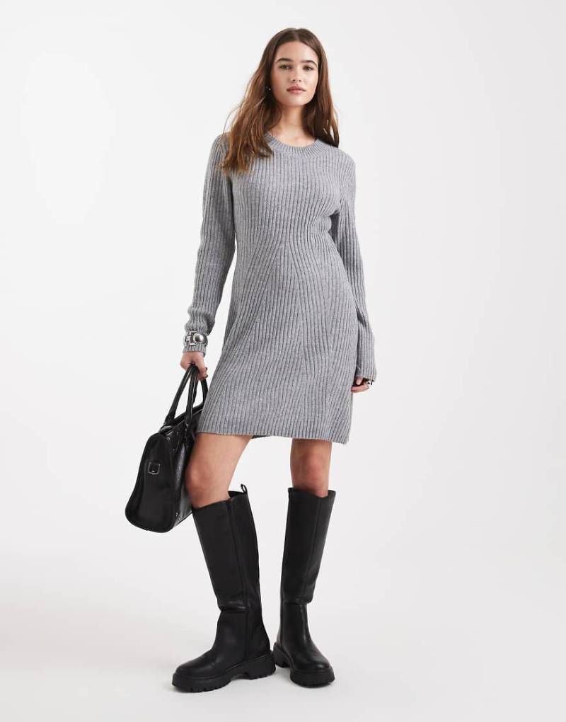 Vero Moda - Langärmliges Minikleid in Mittelgrau meliert von Vero Moda