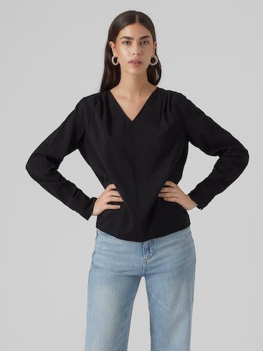 Vero Moda Langarmbluse VMLENA LS PLEAT TOP WVN NOOS von Vero Moda