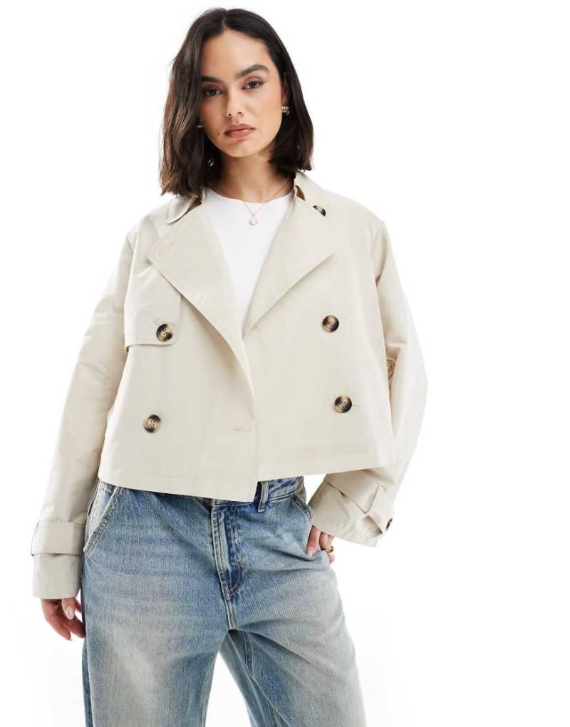 Vero Moda - Leichte Cropped Trenchjacke in Steinbeige-Neutral von Vero Moda