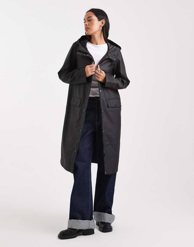 Vero Moda - Longline-Regenjacke in Schwarz mit Kapuze von Vero Moda