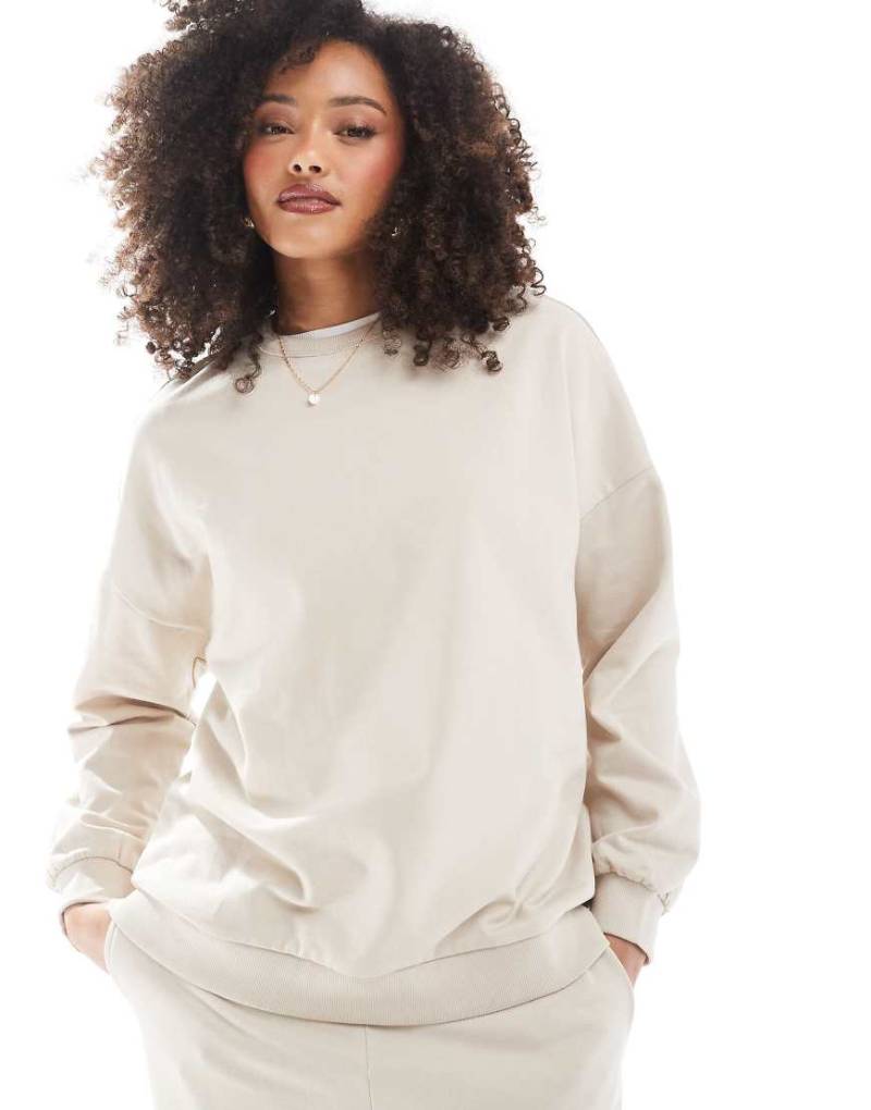 Vero Moda - Longline-Sweatshirt in Hellbeige mit Oversize-Passform-Neutral von Vero Moda