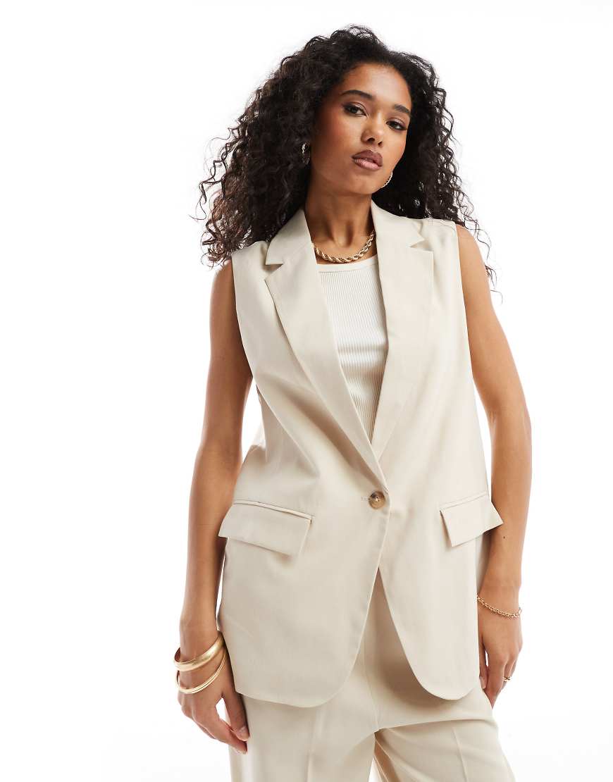 Vero Moda - Longline-Weste in Creme, Kombiteil-Weiß von Vero Moda