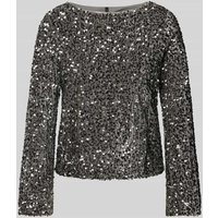 Vero Moda Loose Fit Langarmshirt mit U-Boot Ausschnitt und Pailletten Modell 'BELLA' in Anthrazit, Größe XS Vero Moda Loose Fit Langarmshirt mit U-Boot Ausschnitt und Pailletten Modell 'BELLA' in Anthrazit, Größe XS von Vero Moda