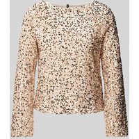 Vero Moda Loose Fit Langarmshirt mit U-Boot Ausschnitt und Pailletten Modell 'BELLA' in Ecru, Größe S von Vero Moda