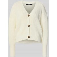 Vero Moda Loose Fit Strickjacke mit Schmuckknöpfen Modell 'LEA' in Weiss, Größe M von Vero Moda