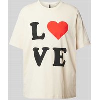 Vero Moda Loose Fit T-Shirt mit Statement Print Modell 'VALERIE' in Offwhite, Größe M von Vero Moda