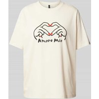Vero Moda Loose Fit T-Shirt mit Statement Print Modell 'VALERIE' in Offwhite, Größe M von Vero Moda
