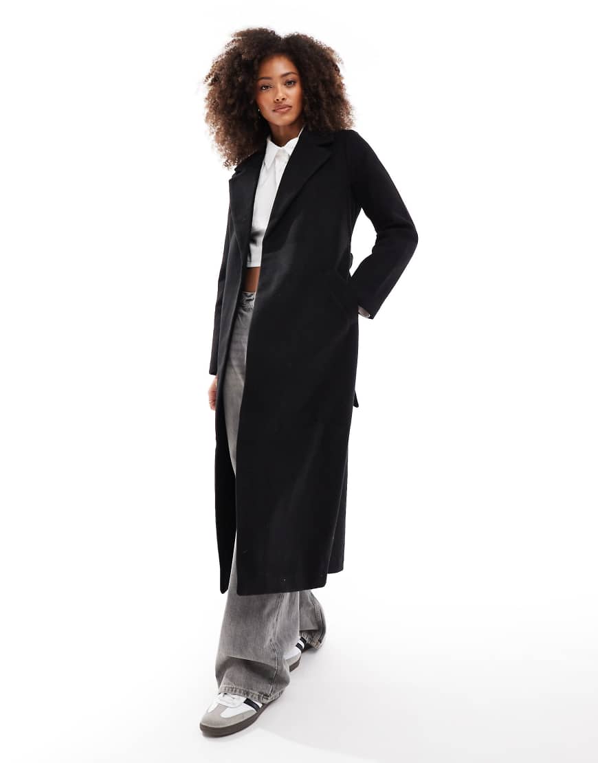 Vero Moda - Maxi-Mantel in Schwarz mit Bindegürtel von Vero Moda