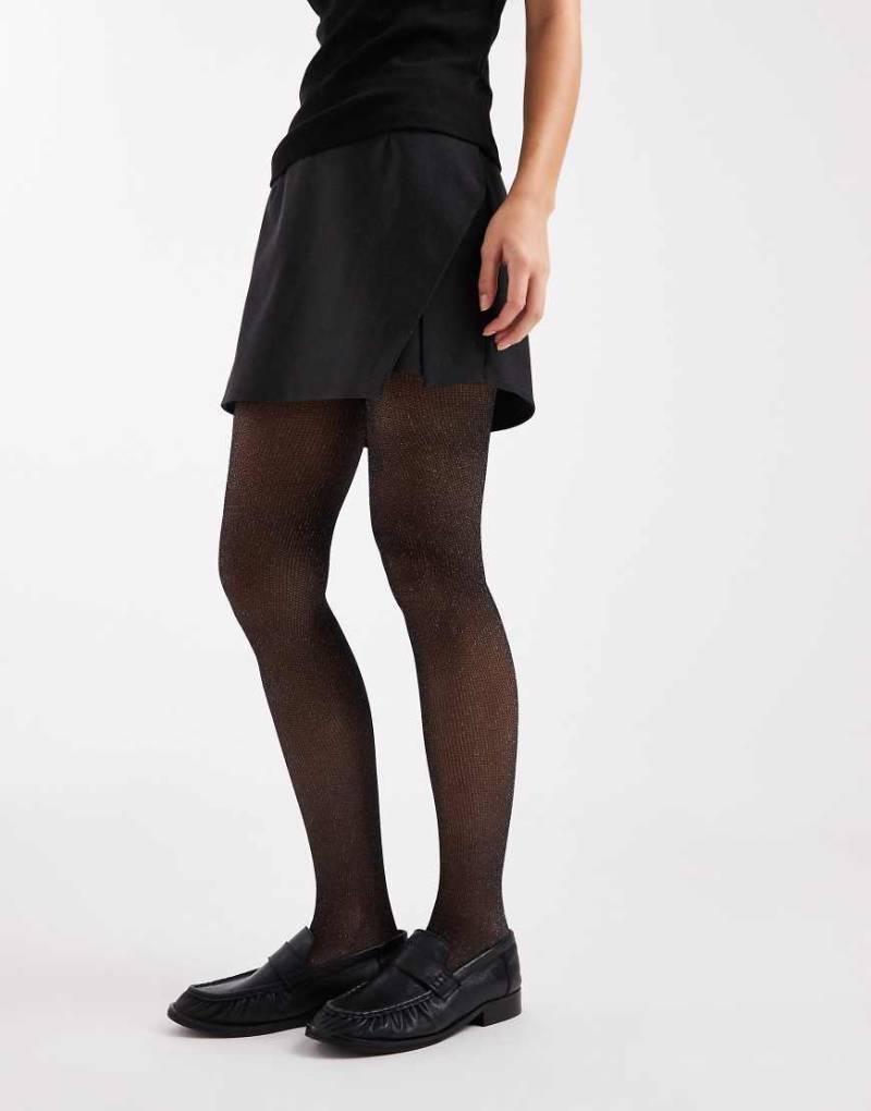 Vero Moda - Mikro-Netzstrumpfhose in Schwarz mit silbernem Glitzer von Vero Moda
