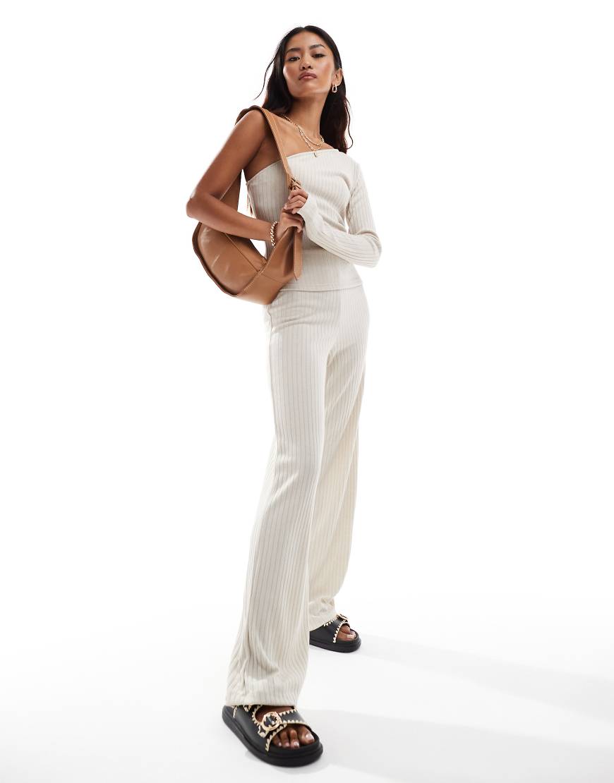 Vero Moda - Mix & Match - Dad-Hose aus geripptem Jersey in Stone, Kombiteil-Neutral von Vero Moda