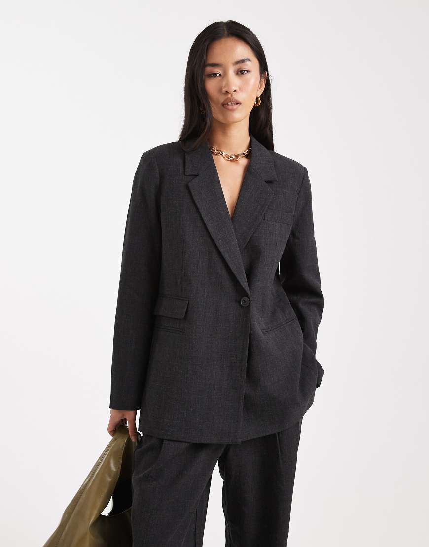 Vero Moda - Oversize-Blazer in meliertem Dunkelgrau, Kombiteil von Vero Moda