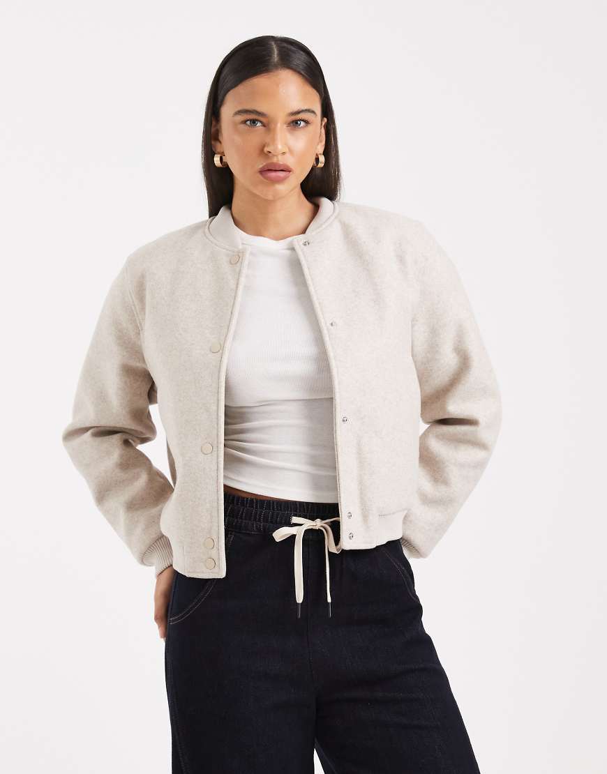 Vero Moda - Oversize-Bomberjacke aus Filz in Hellbeige-Neutral von Vero Moda