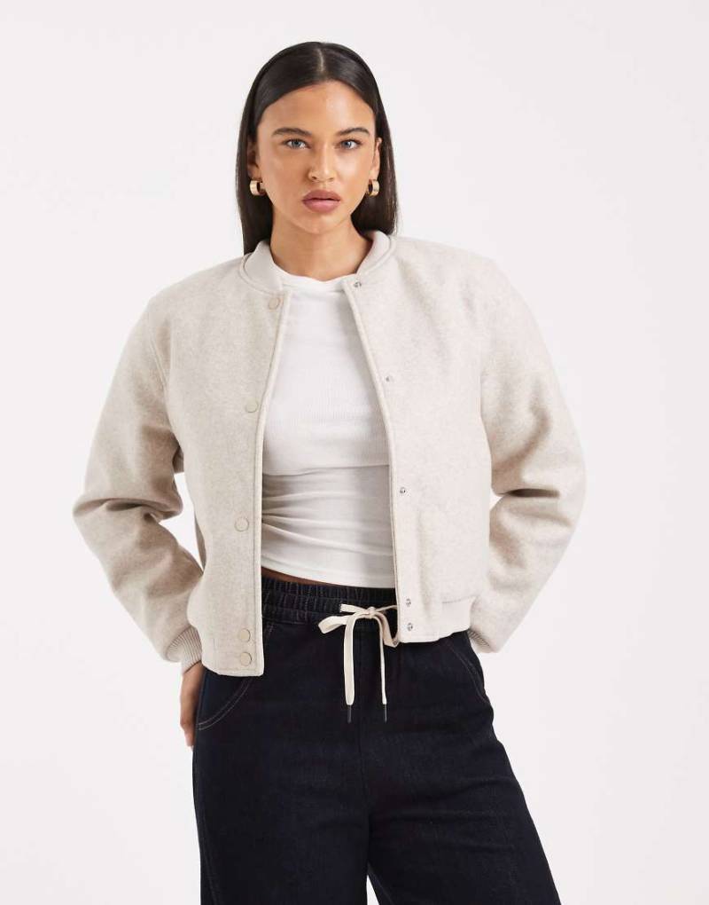 Vero Moda - Oversize-Bomberjacke aus Filz in Hellbeige-Neutral von Vero Moda