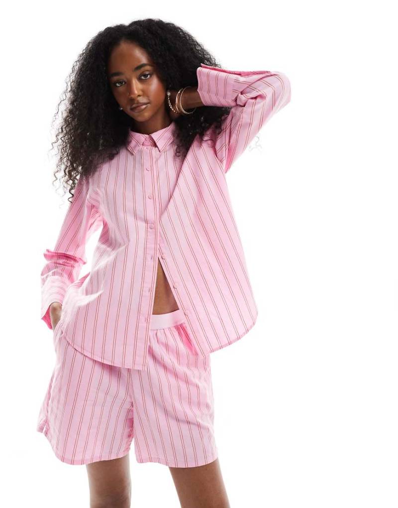 Vero Moda - Oversize-Hemd in Rosa gestreift, Kombiteil von Vero Moda