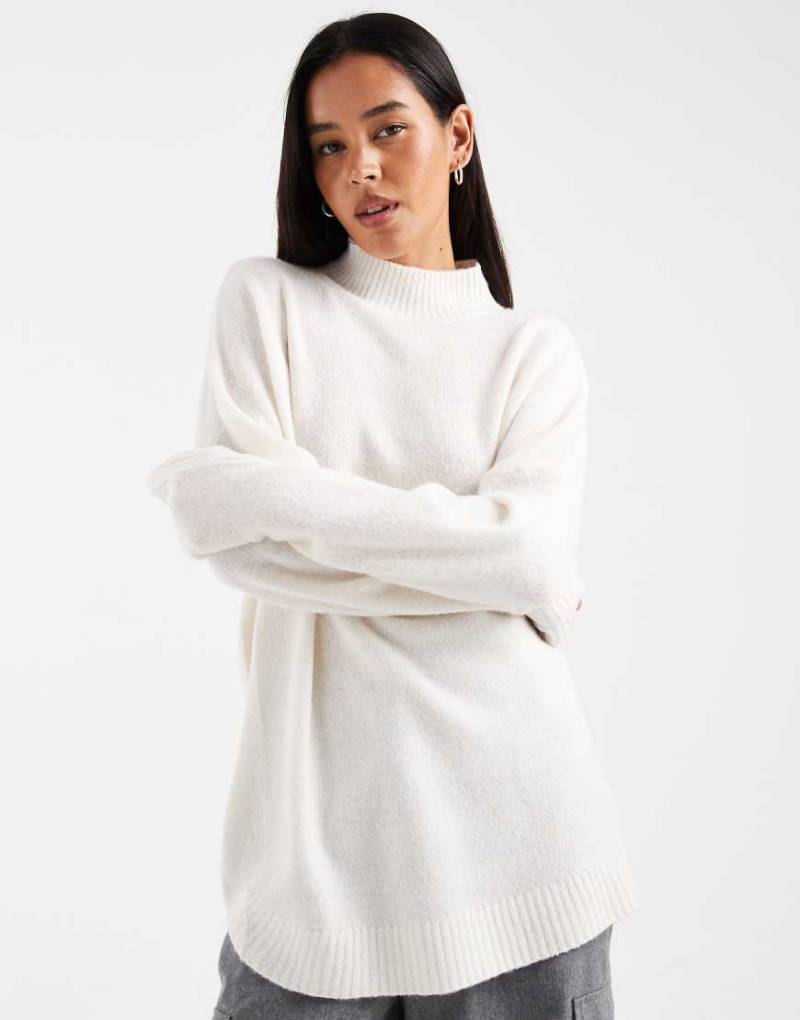 Vero Moda - Oversize-Pullover in Creme mit Trichterkragen-Weiß von Vero Moda