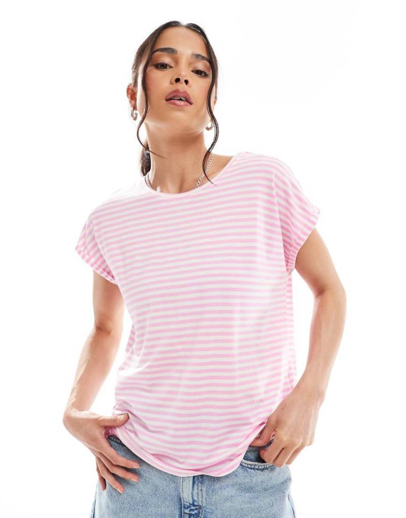 Vero Moda - Oversize-T-Shirt mit rosa Streifen von Vero Moda