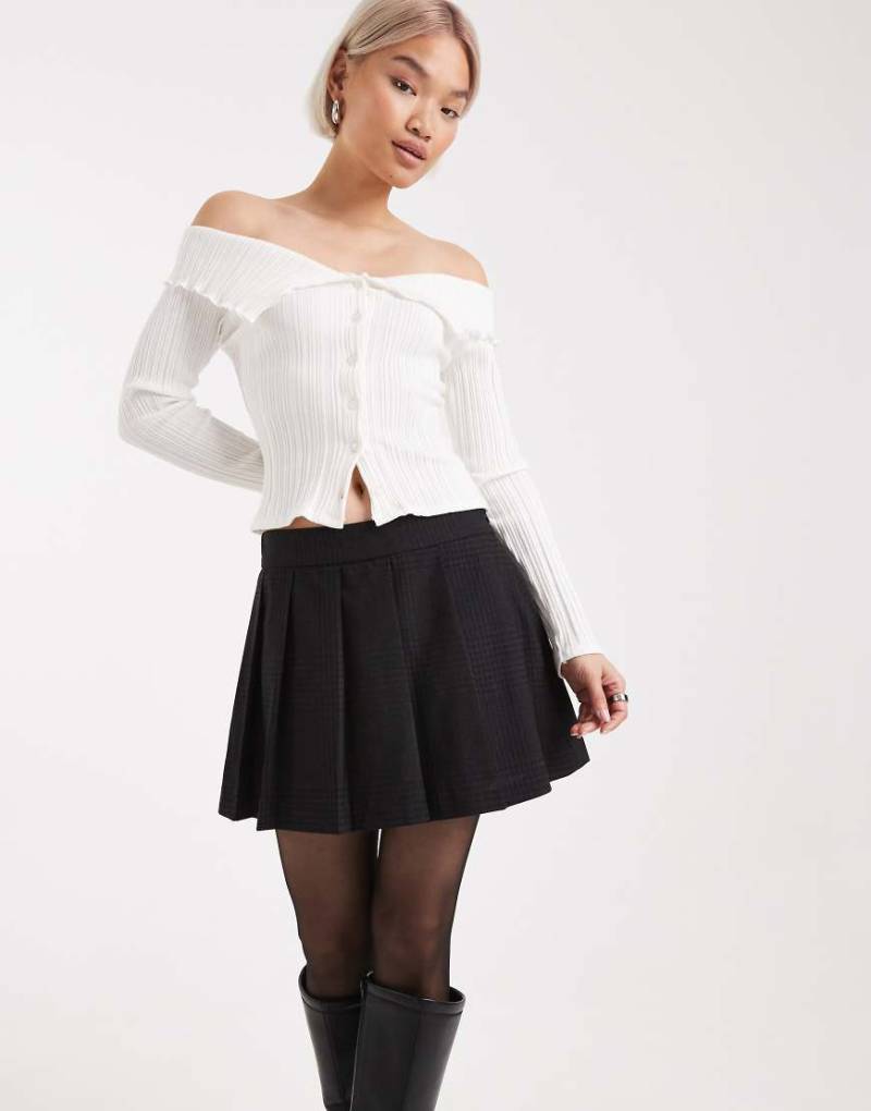 Vero Moda - Plissierter Minirock in Dunkelgrau kariert von Vero Moda