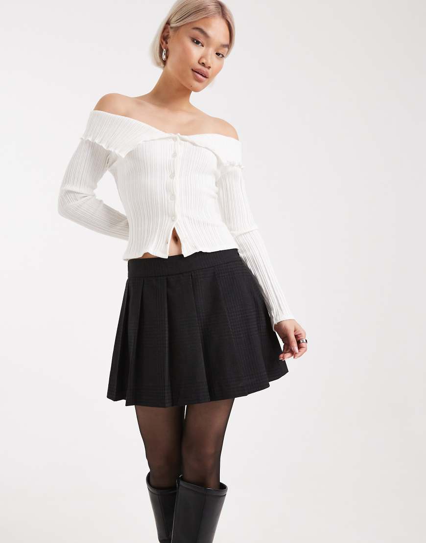 Vero Moda - Plissierter Minirock in Dunkelgrau kariert von Vero Moda