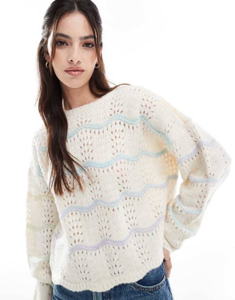 Vero Moda - Pullover in Creme-Mix mit Ombré-Garn-Weiß von Vero Moda