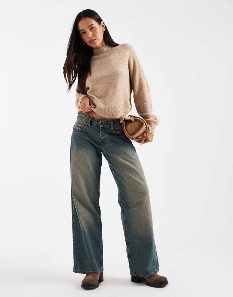 Vero Moda - Pullover in meliertem Nerzbraun mit Trichterkragen und voluminösen Ärmeln-Neutral von Vero Moda