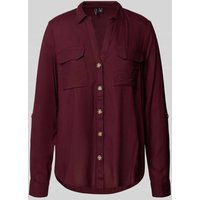 Vero Moda Regular Fit Hemdbluse aus reiner Viskose Modell 'BUMPY' in Bordeaux, Größe XL von Vero Moda