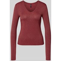 Vero Moda Regular Fit Langarmshirt aus Viskose-Mix Modell 'LAVA' in Dunkelrot, Größe XL von Vero Moda