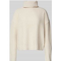 Vero Moda Regular Fit Rollkragenpullover aus Baumwoll-Mix Modell 'OMEGA' in Ecru, Größe L von Vero Moda