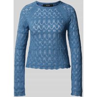 Vero Moda Regular Fit Strickpullover aus Ajour-Strick Modell 'NEW FABIENNE' in Blau, Größe M von Vero Moda