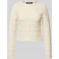Vero Moda Regular Fit Strickpullover aus Ajour-Strick Modell 'NEW FABIENNE' in Offwhite, Größe M von Vero Moda
