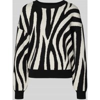Vero Moda Regular Fit Strickpullover aus Viskose-Mix Modell 'SILJEANIMAL' in Offwhite, Größe S von Vero Moda